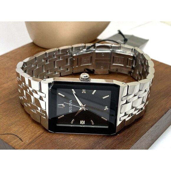 Bulova Men's Watch 96D145 Diamond Black Dial Silver Stainless Steel Quar… - Picture 8 of 14
